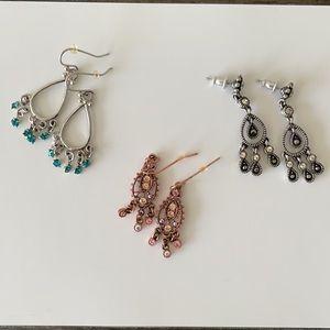 Set of 3 Pairs of Dangling Fashion Earrings